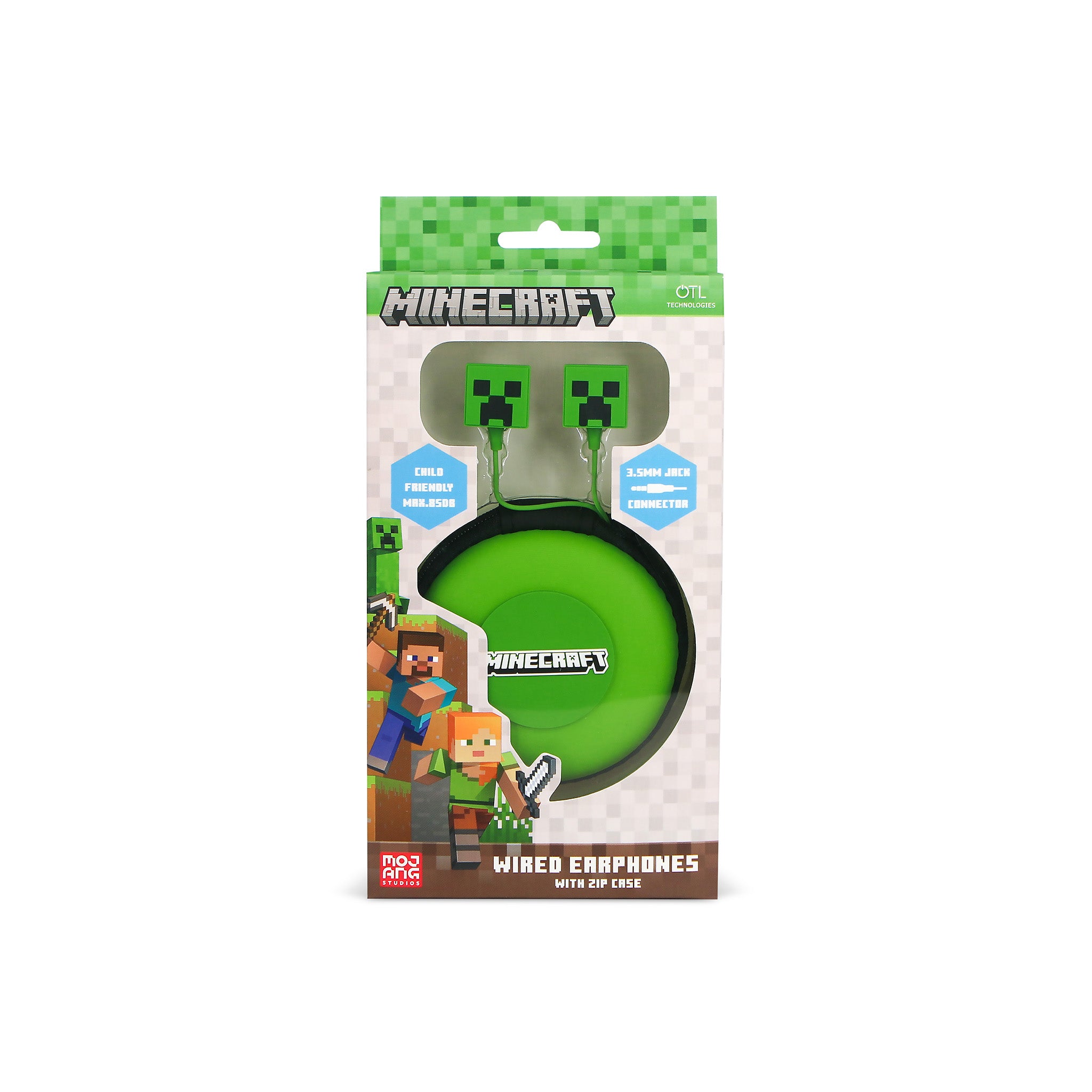 Minecraft Creeper Wired Earphones with Travel zip bag