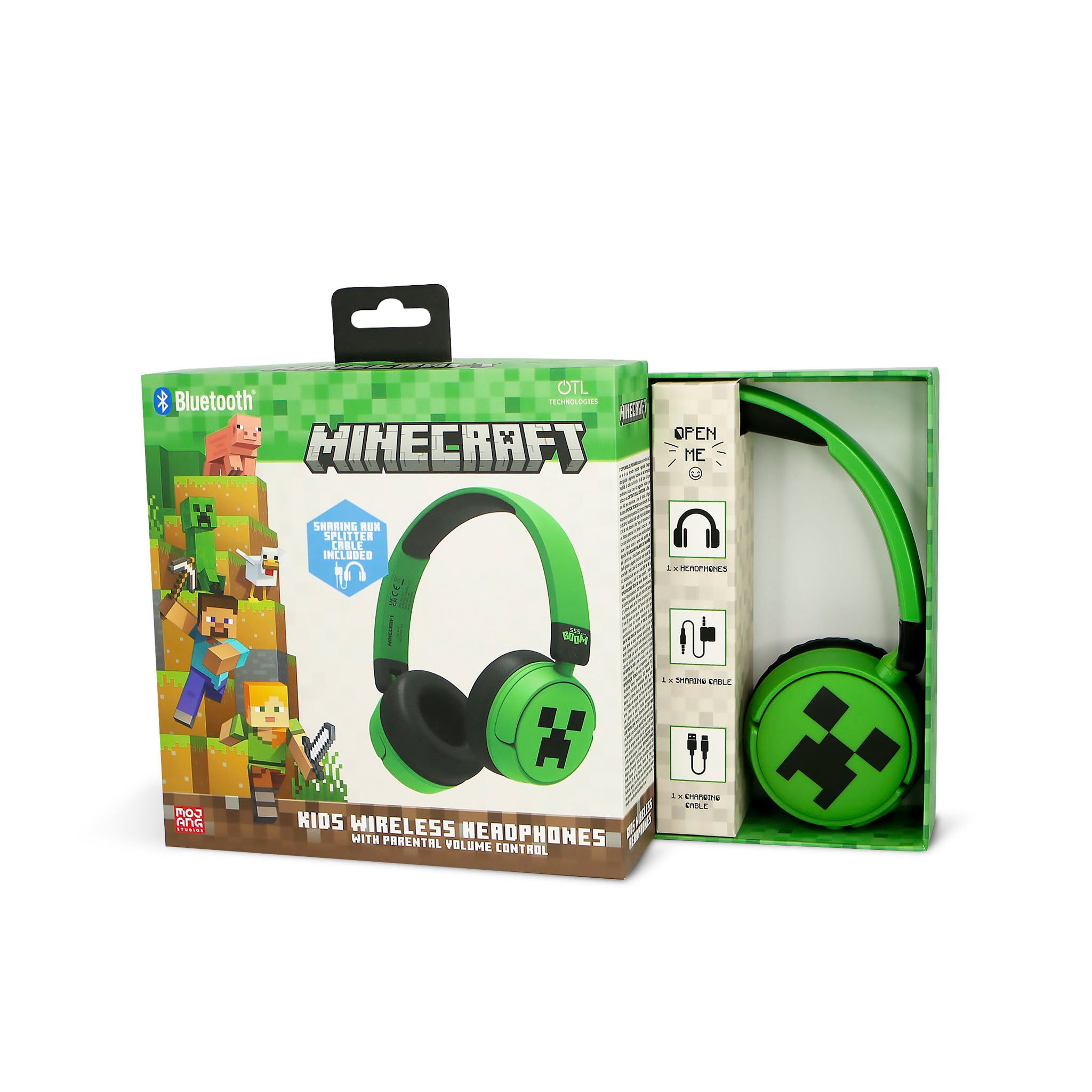 Minecraft Creeper Kids Wireless Headphones - Green