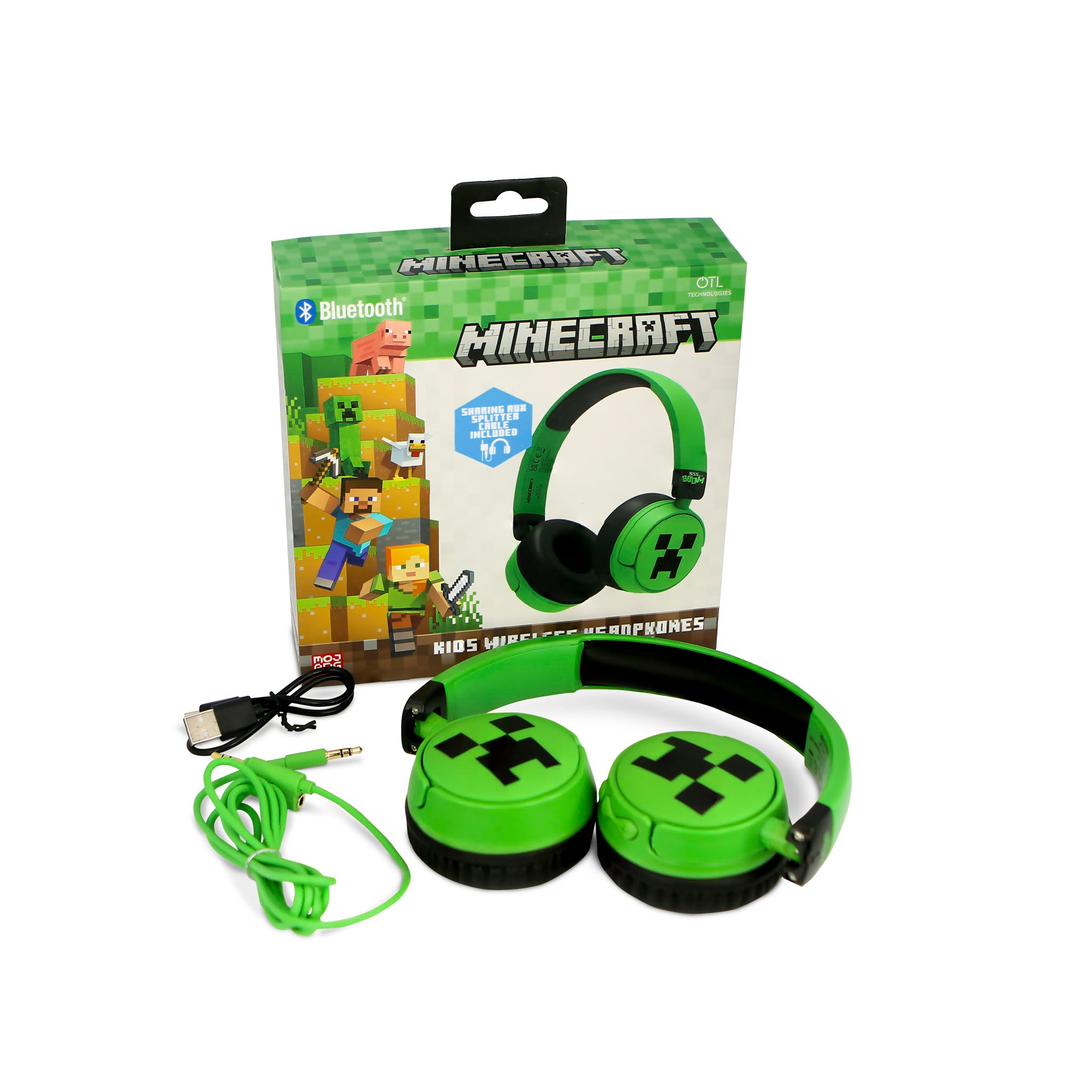 Minecraft Creeper Kids Wireless Headphones - Green