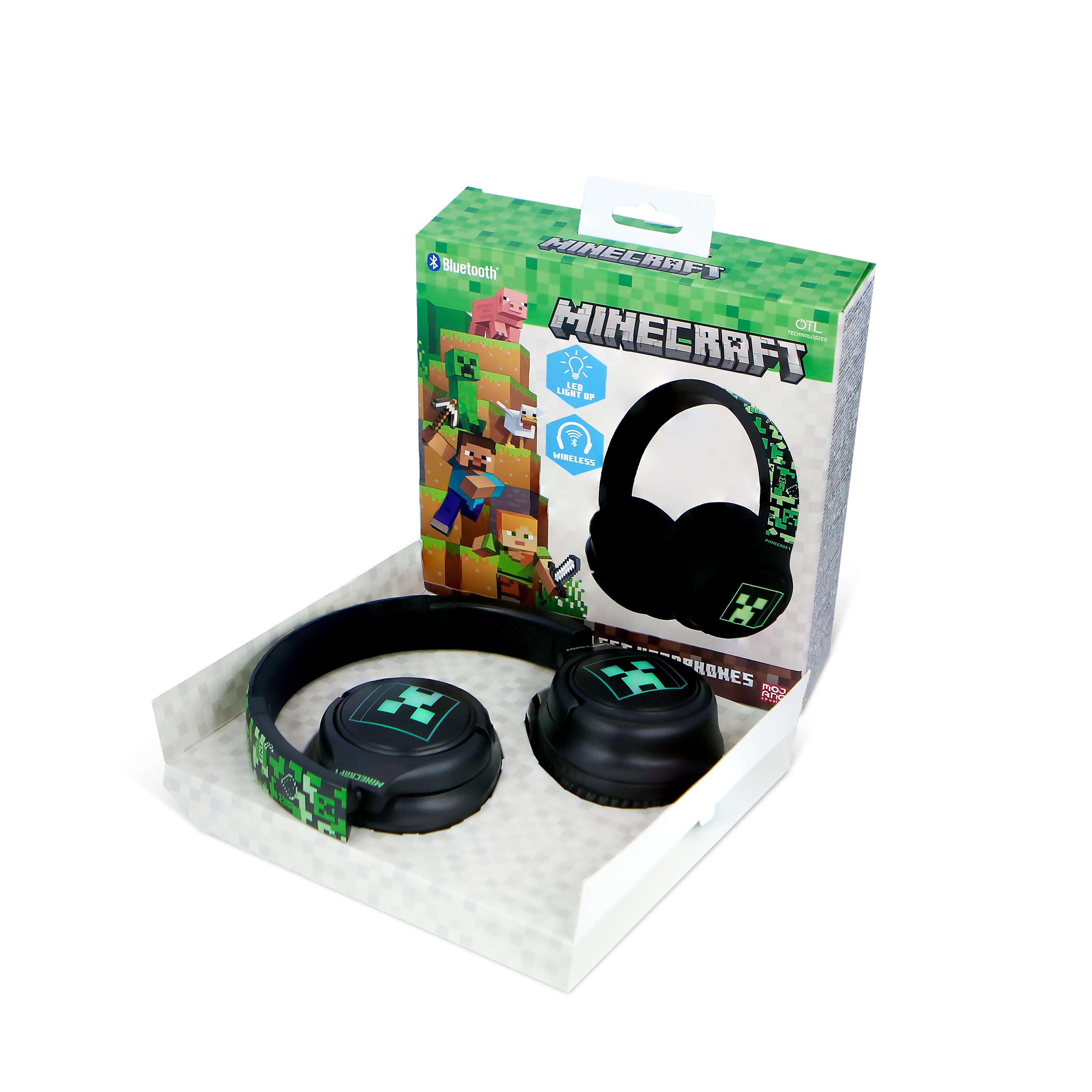 Minecraft Creeper LED Light Up Wireless Headphones